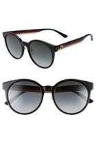 Women's Gucci 55mm Round Sunglasses - Black/ Multi/ Grey Gradient