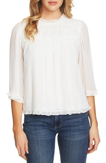 Women's Cece Ruffle Trim Blouse, Size - Ivory