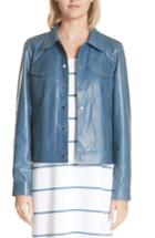 Women's Lafayette 148 New York Destiny Leather Jacket, Size - Blue
