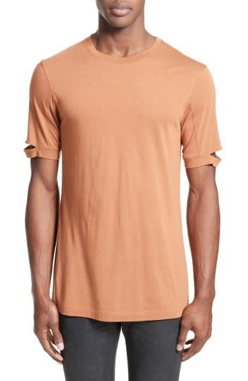 Men's Helmut Lang Sliced Sleeve T-shirt - Orange