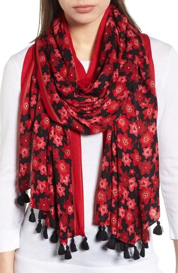 Women's Kate Spade New York Cactus Flower Scarf, Size - Black
