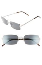 Men's Saint Laurent 56mm Polarized Rectangular Metal Sunglasses - Silver