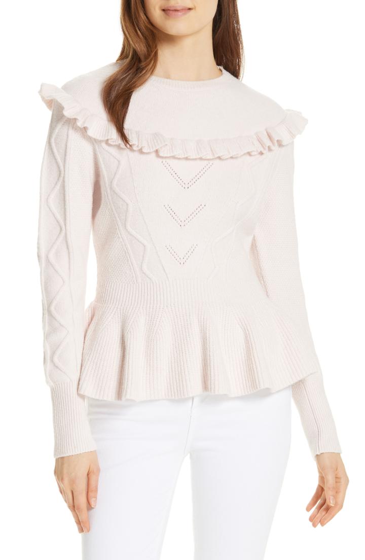 Women's Ted Baker London Elsahi Yoke Detail Peplum Sweater - Pink