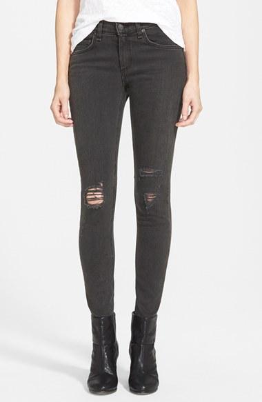 Rag & Bone/jean Shredded Skinny Jeans (rock With Holes)