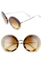 Women's Miu Miu 64mm Round Sunglasses - Light Havana