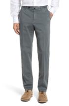 Men's Incotex Flat Front Solid Cotton Blend Trousers R - Grey