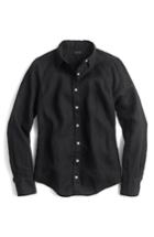 Women's J.crew Slim Perfect Pieced Dyed Irish Linen Shirt - Black