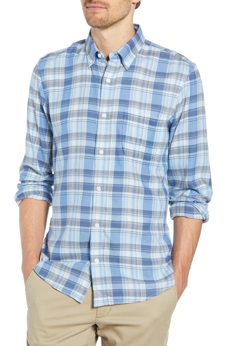 Men's 1901 Slim Fit Plaid Sport Shirt - Blue