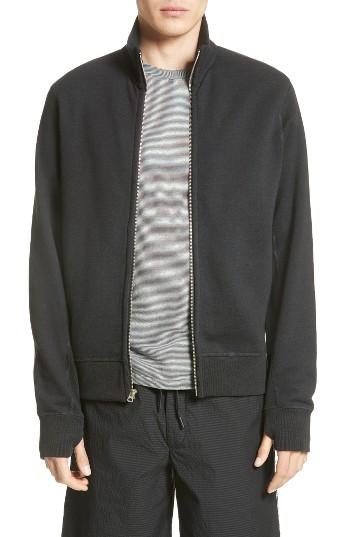 Men's Rag & Bone Trooper Zip Front Sweatshirt - Black