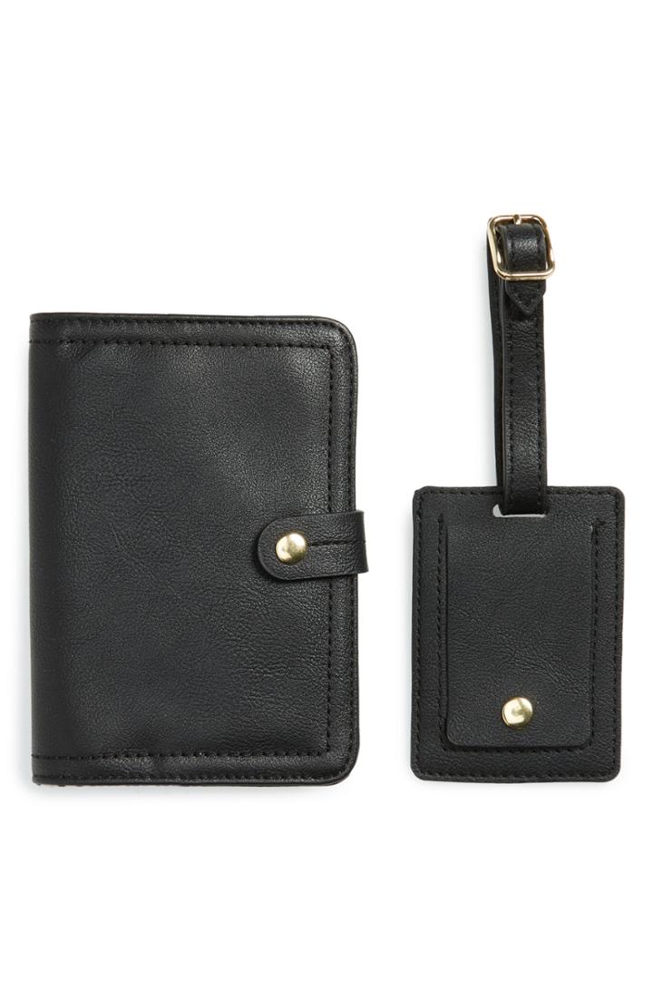 Sole Society Faux Leather Passport Case & Luggage Tag Set -