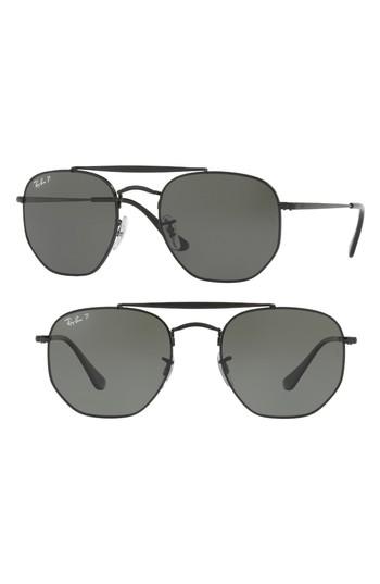 Women's Ray-ban 55mm Geometric Sunglasses - Black Polarized