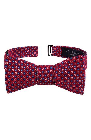 Men's Ted Baker London Grid Silk Bow Tie, Size - Red