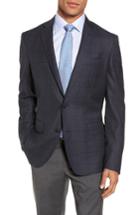 Men's Nordstrom Men's Shop Trim Fit Windowpane Wool Sport Coat R - Blue