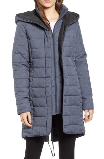 Women's Maralyn & Me Water-resistant Quilted Hooded Jacket - Blue