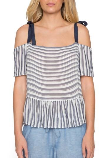 Women's Willow & Clay Stripe Peplum Top - Blue