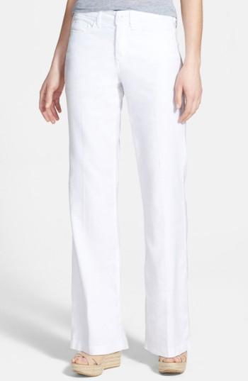 Women's Nydj Wylie Five-pocket Linen Trousers - White