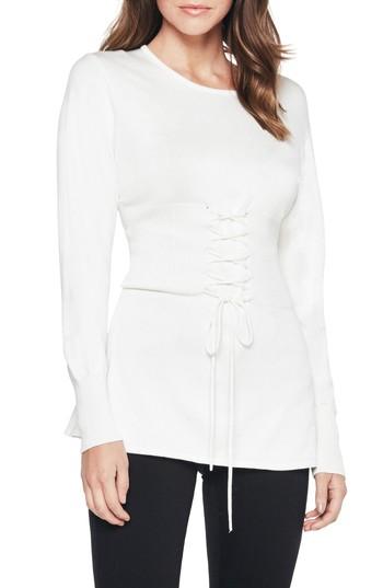 Women's Bardot Corset Tie Knit Sweater - Ivory