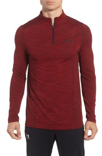 Men's Under Armour Threadborne Seamless Quarter Zip Pullover - Red