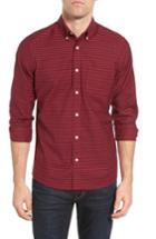 Men's Nordstrom Men's Shop Trim Fit Washed Plaid Oxford Sport Shirt - Red
