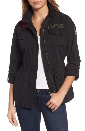 Women's Vince Camuto Embroidered Cotton Twill Utility Jacket - Black