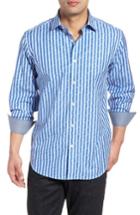 Men's Bugatchi Candy Stripe Geometric Classic Fit Sport Shirt - Blue
