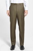 Men's Santorelli Flat Front Wool Trousers - Green