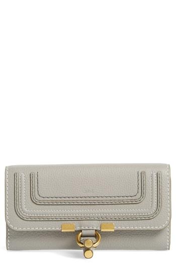 Women's Chloe Marcie - Long Leather Flap Wallet - Grey