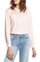 Women's Dolan Split Neck Silk Peasant Top, Size - Red