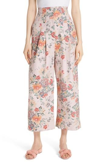 Women's Rebecca Taylor Marlena Floral Crop Pants - Pink