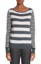 Women's Max Mara Marica Stripe Silk & Cashmere Sweater - Grey