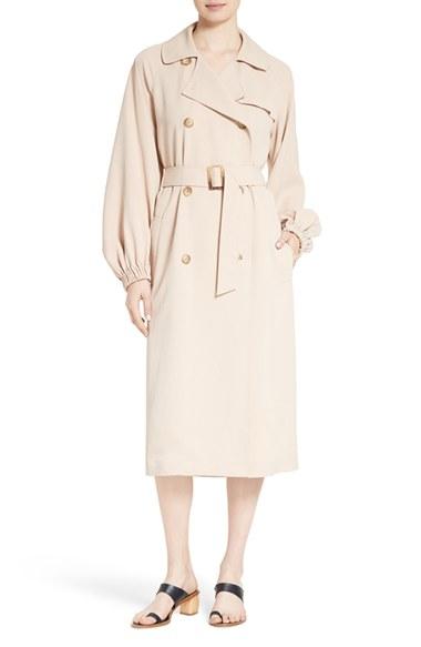 Women's Tibi Twill Belted Long Trench Coat