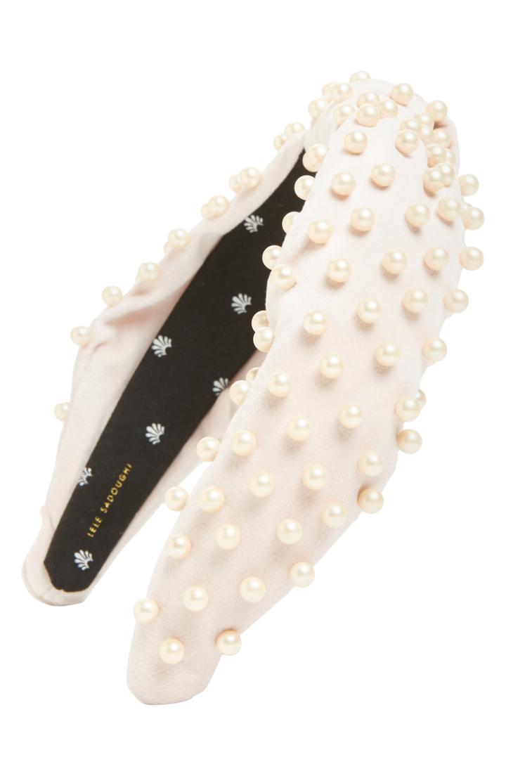 Lele Sadoughi Imitation Pearl Headband, Size - Beige