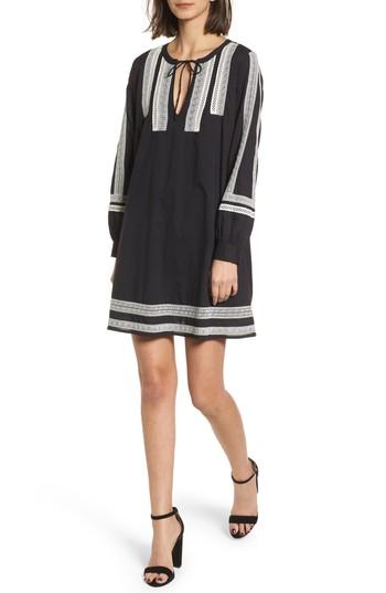 Women's Hinge Embroidered Lace Minidress, Size - Black