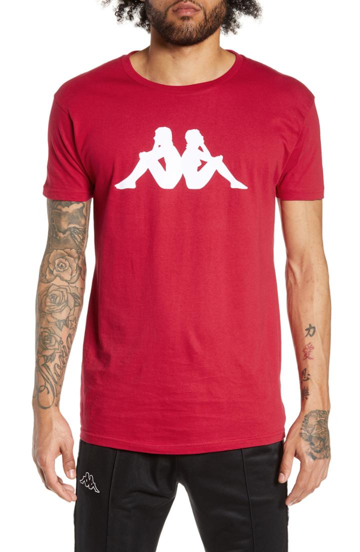 Men's Kappa Authentic Bzain Flocked T-shirt, Size - Red
