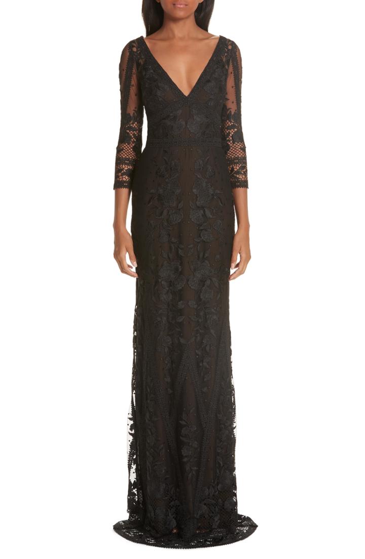 Women's Marchesa Notte Mesh & Lace Evening Dress