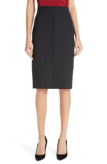 Women's Boss Vunka Mix Pinstripe Suit Skirt - Blue