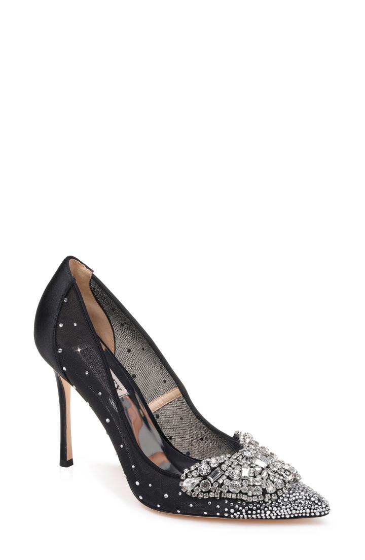 Women's Badgley Mischka Quintana Crystal Embellished Pump .5 M - Black