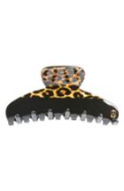 Alexandre De Paris Vendome Leopard Print Hair Clip, Size - Black