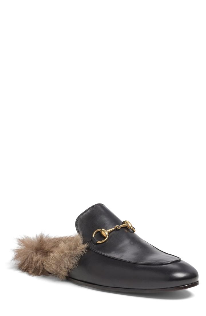 Men's Gucci Princetown Genuine Shearling Slipper Us / 9uk - Black