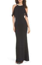 Women's Lulus Imitation Pearl Halter Mermaid Gown - Black