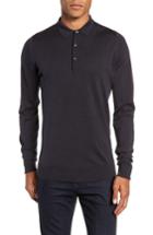 Men's John Smedley Slim Fit Long Sleeve Merino Polo - Grey