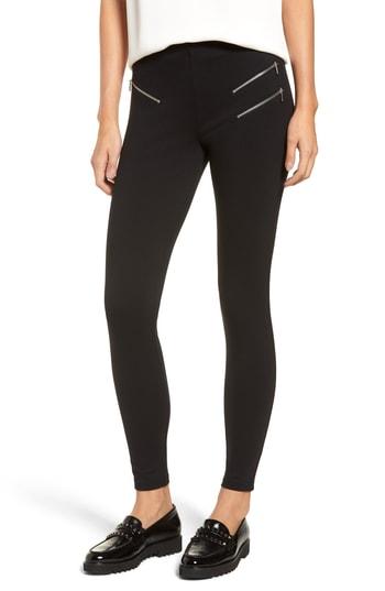Women's Nordstrom Zipper Ponte Skimmer Leggings, Size - Black