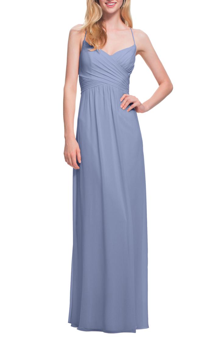 Women's #levkoff Surplice Neck Chiffon Gown (similar To 16w) - Grey
