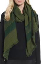 Women's Eileen Fisher Stripe Wool Scarf, Size - Green
