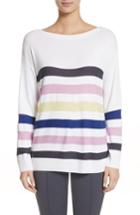 Women's St. John Collection Links Stripe Knit Sweater, Size - White