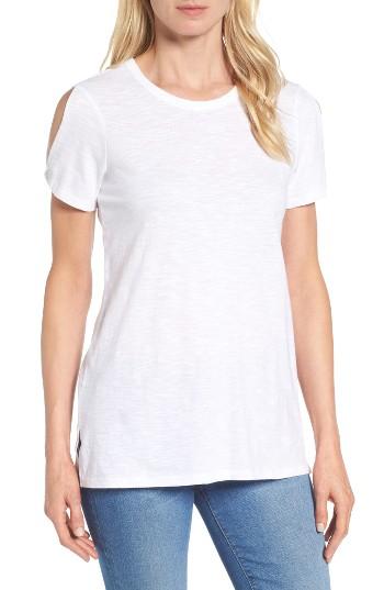 Women's Caslon Slub Cotton Cold Shoulder Tee - White