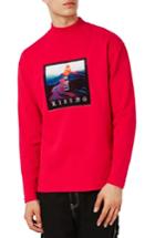 Men's Topman Volcano Graphic Turtleneck Sweatshirt - Red