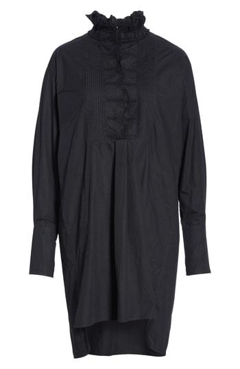 Women's Isabel Marant Etoile Milena Ruffle Neck Shirtdress Us / 34 Fr - Black