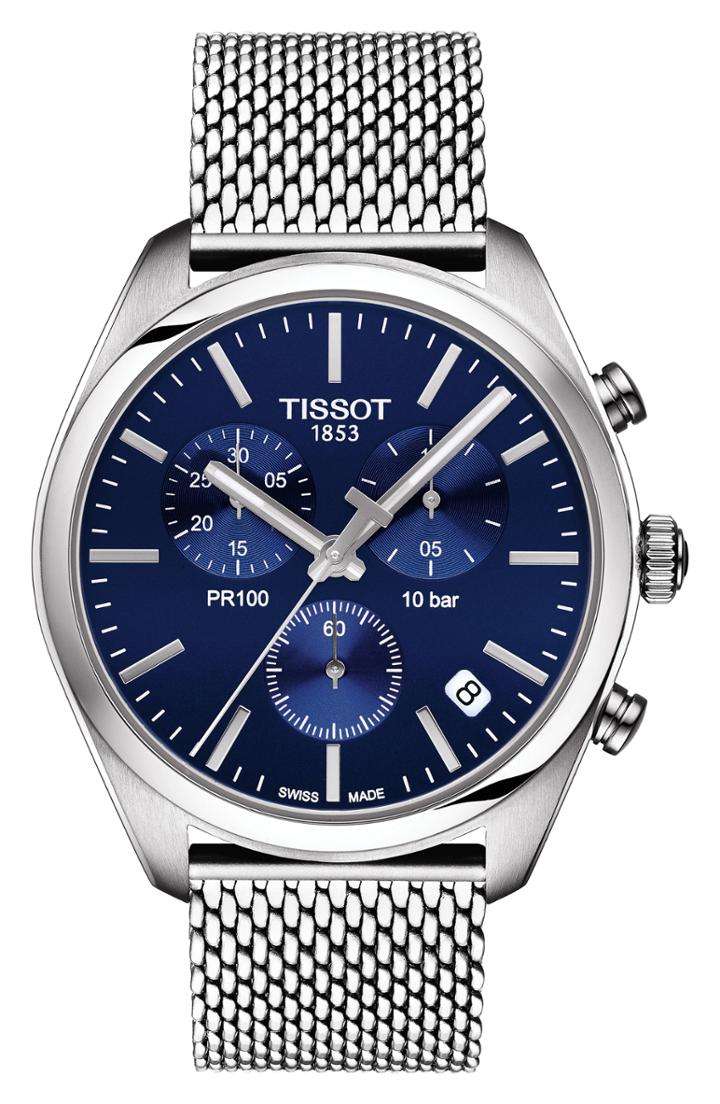 Men's Tissot T-classic Pr100 Chronograph Mesh Bracelet Watch, 41mm