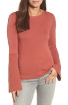 Women's Halogen Bell Sleeve Rib Sweater - Burgundy
